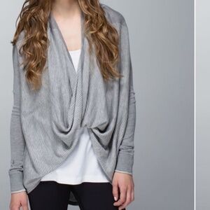 Lululemon Iconic Gray Striped twist Sweater Wrap 4